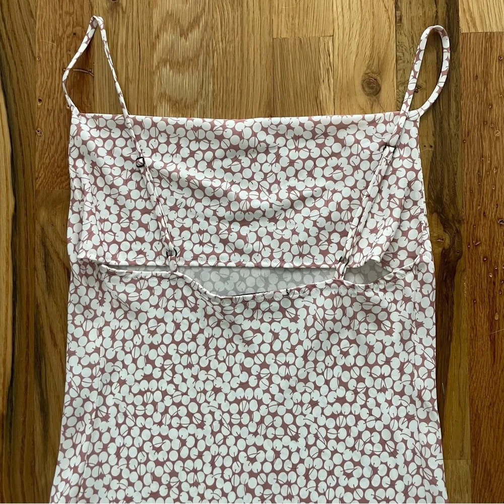 Endless Summer Berri Cherry White & Tan Cowl Neck spaghetti strap Slip Dress XS - Picture 6 of 8